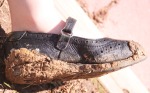 Kira's muddy shoe...I had just polished them, UGH!!
